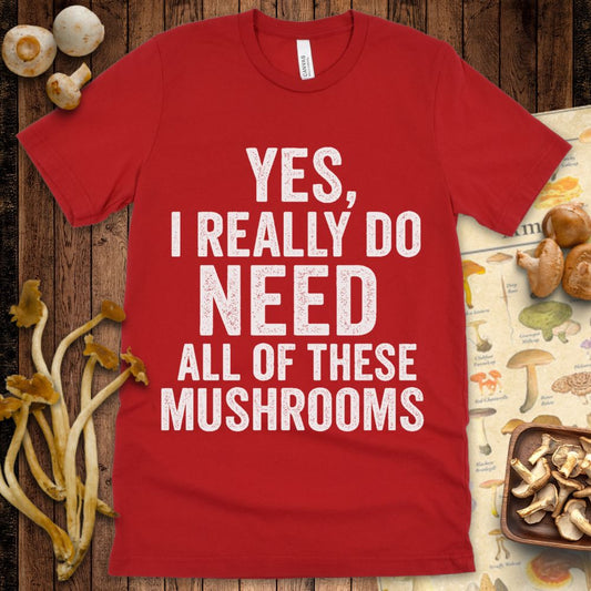 White distressed text on black reading “I Was Told There Would Be Mushrooms” in bold font